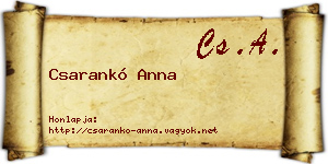 Csarankó Anna névjegykártya