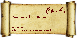 Csarankó Anna névjegykártya