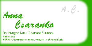anna csaranko business card